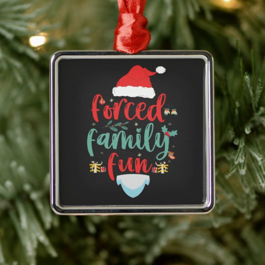 Zwangs Familienspass Funny Christmas Matching Gesc Ornament Aus Metall (Baum)