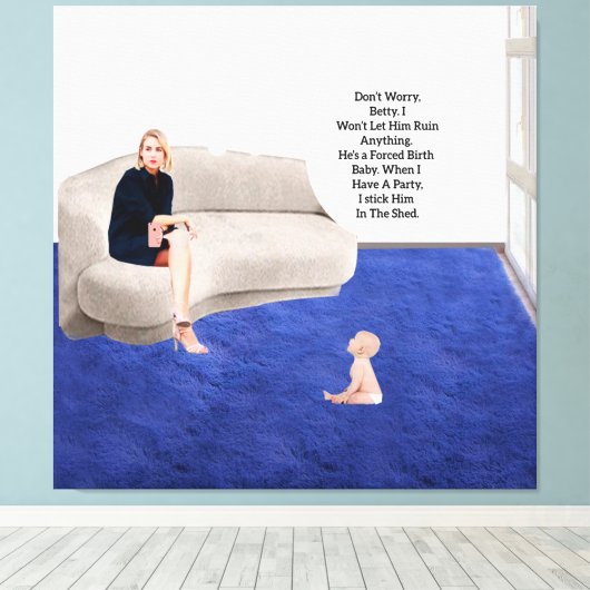 Zwangsheim Baby Stretched Canvas Print Leinwanddruck (Insitu (Holzboden))