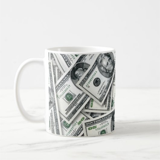 Zwanzig-Dollar-Schein-Geldmuster Kaffeetasse (Links)