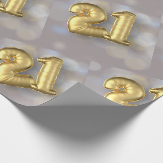 Zwanzig ein 21 Goldballone Geschenkpapier (Ecke)