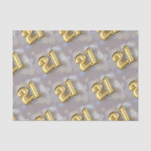 Zwanzig ein 21 Goldballone Seidenpapier (Vorderseite)
