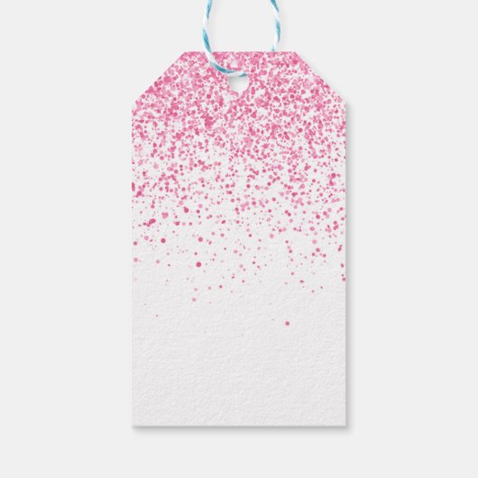 Zwanzig funkelnde Hot-Pink-Glitzer Vielen Dank Geschenkanhänger (Rückseite)