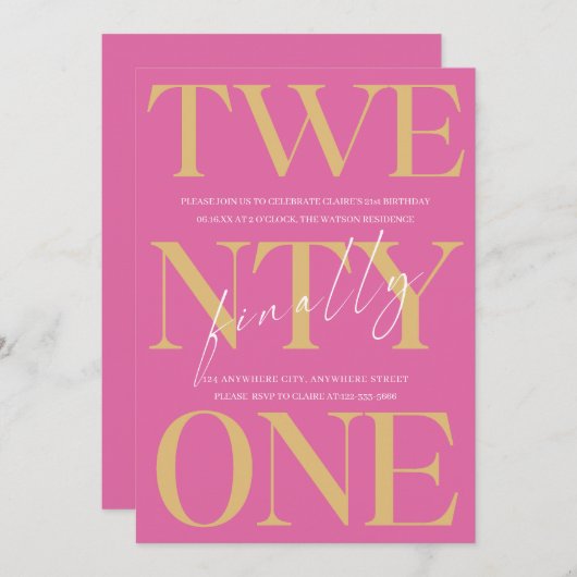 Zwanzig Geburtstagsparty Einladung (Vorne/Hinten)