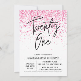 Zwanzig glänzende, heiß rosa Glitzer zum Geburtsta Einladung