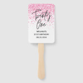 Zwanzig glänzende, heiß rosa Glitzer zum Geburtsta Fächer (Rückseite)