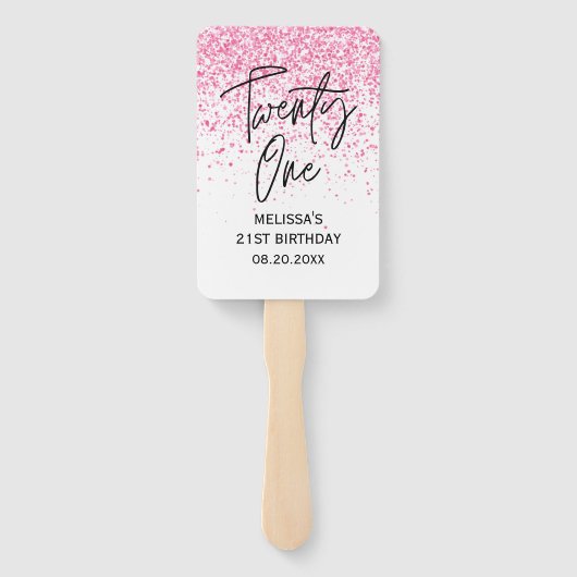Zwanzig glänzende, heiß rosa Glitzer zum Geburtsta Fächer (Rückseite)