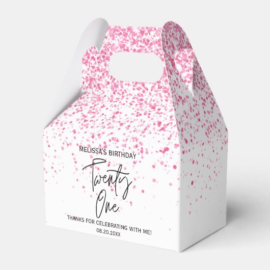 Zwanzig glänzende, heiß rosa Glitzer zum Geburtsta Geschenkschachtel (Vorderseite)