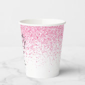 Zwanzig glänzende, heiß rosa Glitzer zum Geburtsta Pappbecher (Links)