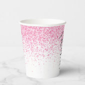 Zwanzig glänzende, heiß rosa Glitzer zum Geburtsta Pappbecher (Rechts)