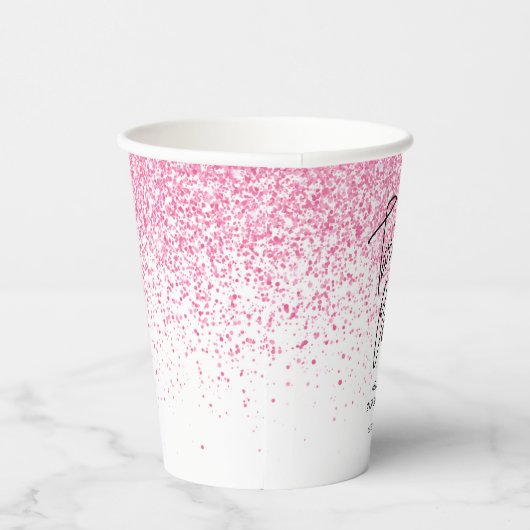 Zwanzig glänzende, heiß rosa Glitzer zum Geburtsta Pappbecher (Rechts)