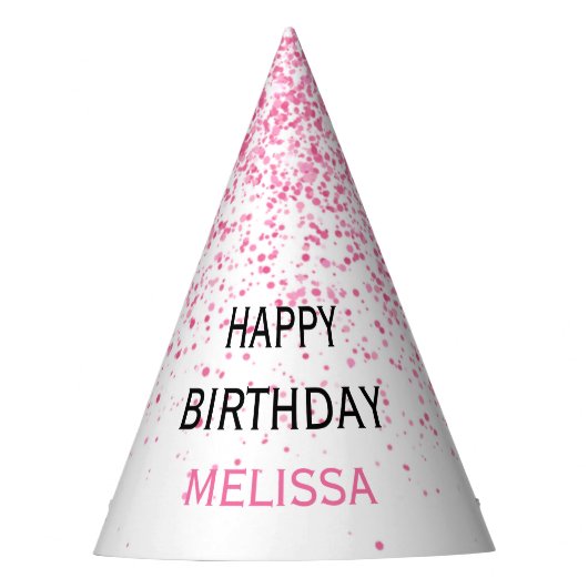 Zwanzig glänzende, heiß rosa Glitzer zum Geburtsta Partyhütchen (Vorderseite)