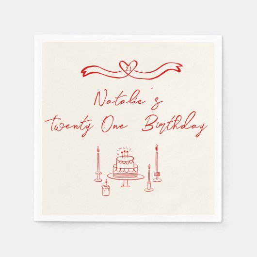 Zwanzig Hand geschrieben Gezeichnet Cake Bow Gebur Serviette (Vorderseite)