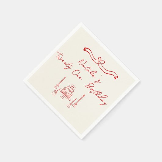 Zwanzig Hand geschrieben Gezeichnet Cake Bow Gebur Serviette (Ecke)