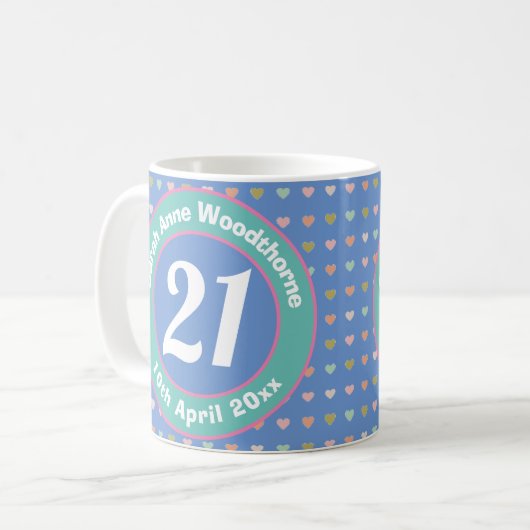 Zwanzig Jahre alt. 21. Geburtstag Kaffeetasse (Vorderseite Links)