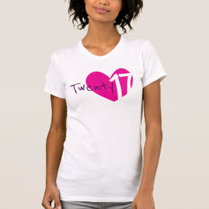 Zwanzig Lieben rosa Herz 2017 Damen T - Shirt
