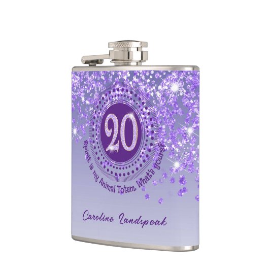 Zwanzig & Lila Glitzer- und Getränkekosen Flachmann (Links)