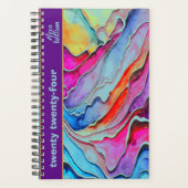 ZWANZIG VIER RETRO-WASSERFARBEN-DESIGN PLANER (Vorderseite)