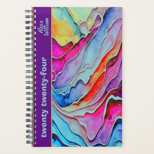 ZWANZIG VIER RETRO-WASSERFARBEN-DESIGN PLANER (Vorderseite)