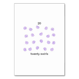 Zwanzig Wirbel auf Taschenkarten mit benutzerdefin Tischnummer