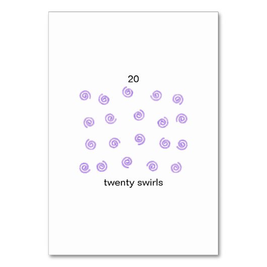 Zwanzig Wirbel auf Taschenkarten mit benutzerdefin Tischnummer (Rückseite)