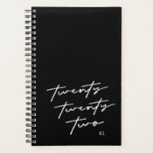 Zwanzig zweiundzwanzig schwarze und weiße Skriptpl Planer (Vorderseite)