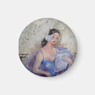 Zwanzigerjahre Dame Reading Magnet durch Marie