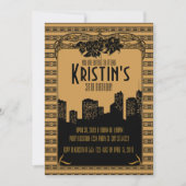 Zwanzigerjahre golden, Kunst-Deko-Party Einladung (Vorderseite)