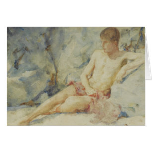 Zwanzigerjahre Junge gegen Felsen durch Tuke