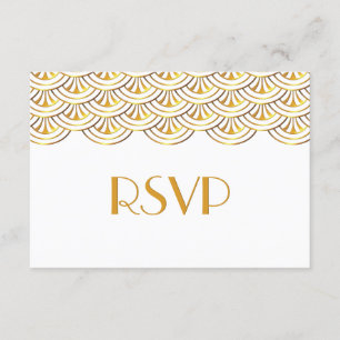 Zwanzigerjahre Kunst-Deko-Fan-Goldblick-Hochzeit RSVP Karte