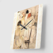 Zwanzigerjahre Kunst-Deko ~ Mädchen in der Quadratische Wanduhr (Winkel)