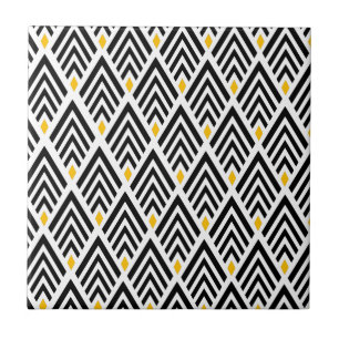 Zwanzigerjahre Kunst-Deko-Pfeile mit Goldakzent Fliese