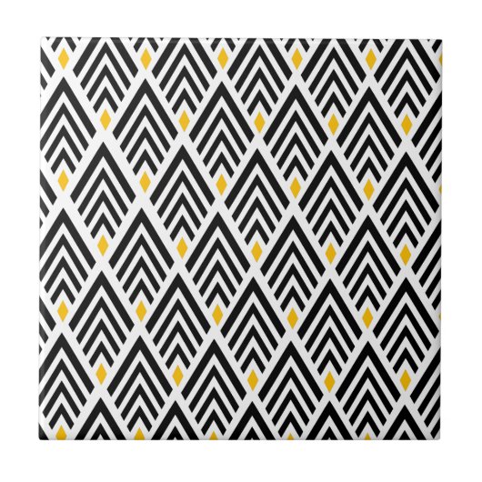 Zwanzigerjahre Kunst-Deko-Pfeile mit Goldakzent Fliese (Vorderseite)