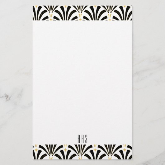 Zwanzigerjahre Kunst-Deko-Schwarzes lockert Briefpapier (Vorderseite)