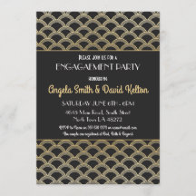 Zwanzigerjahre Kunst-Deko-Verlobungs-Einladungen