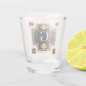 Zwanzigerjahre Kunst-Deko-Vintages Art-Monogramm Schnapsglas (Rückseite)