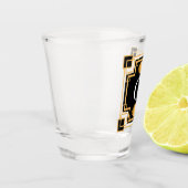 Zwanzigerjahre Kunst-Deko-Vintages Art-Monogramm Schnapsglas (Links)