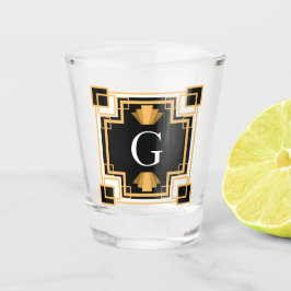 Zwanzigerjahre Kunst-Deko-Vintages Art-Monogramm Schnapsglas