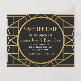 Zwanzigerjahre Kunst-Deko Wedding Gatsby Save the Save The Date
