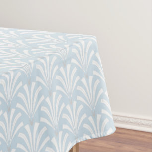 Zwanzigerjahre Kunst-Dekoblaue u. weiße Palmettos Tischdecke