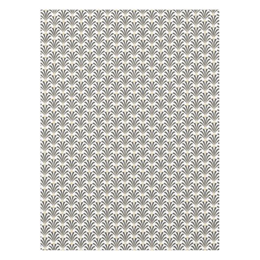 Zwanzigerjahre Kunst-Dekograue u. weiße Palmettos Tischdecke (Vorderseite)