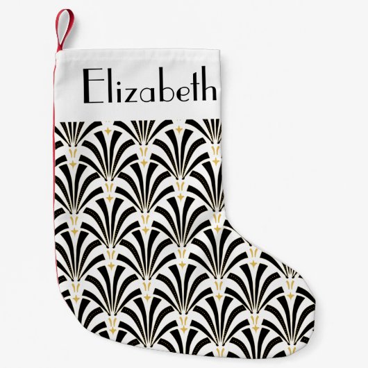 Zwanzigerjahre Kunst-Dekoschwarze u. weiße Kleiner Weihnachtsstrumpf (Vorderseite)