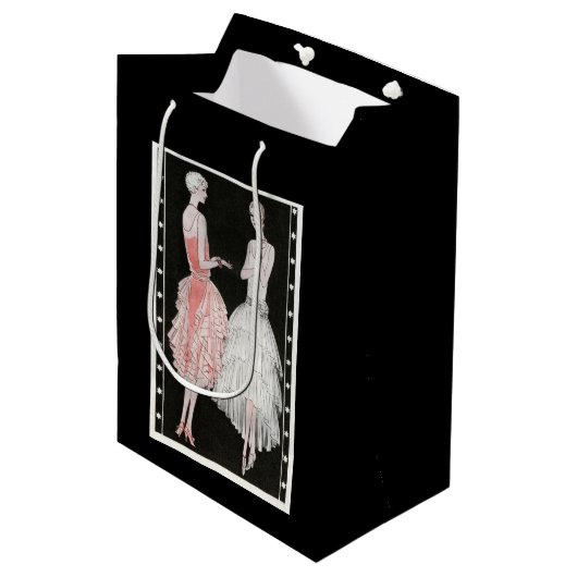 Zwanzigerjahre Prallplatten-Mode Mittlere Geschenktüte (Vorderseite Schrägansicht)