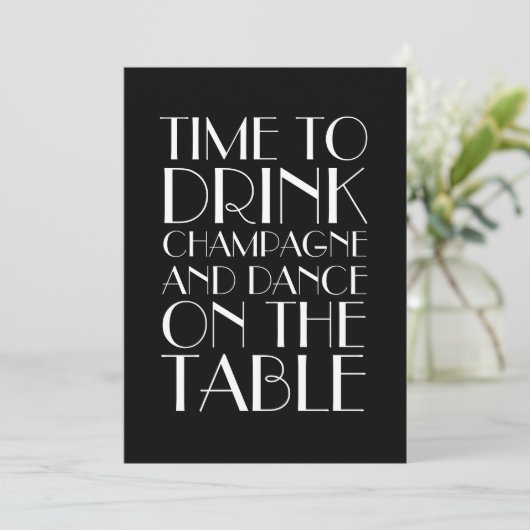 Zwanzigerjahre schwarz u. weiße einladung (Stehend Vorderseite)