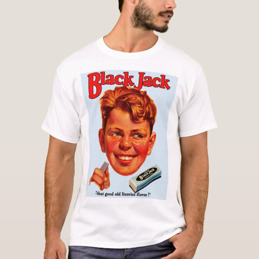 Zwanzigerjahre schwarze Jack-Gummianzeige T-Shirt (Vorderseite)