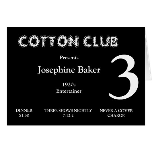 Zwanzigerjahre Tischnummer-Karte (Vorderseite (Horizontal))