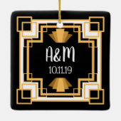 Zwanzigerjahre Vintager Geo Kunst-Deko | Keramikornament (Rückseite)