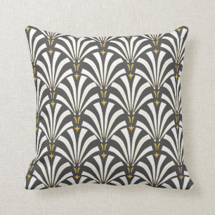 Zwanzigerjahre Vintager Kunst-Deko-weiße Fans u. Kissen