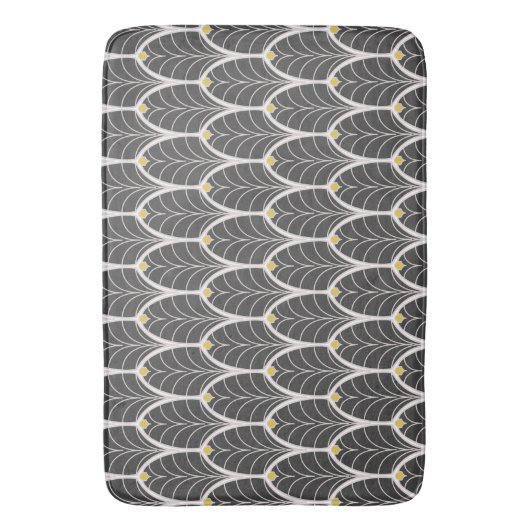 Zwanzigerjahre Vintages graues Palmetto-Blätter Badematte (Vorderseite Vertikal)