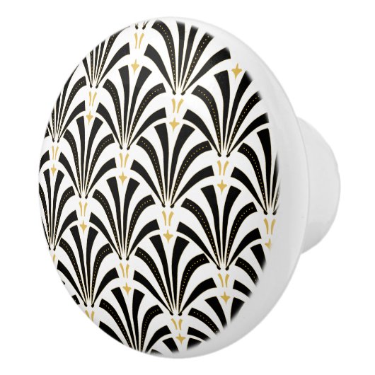 Zwanzigerjahre Vintages Kunst-Deko-Fan-Muster Keramikknauf (Rechts)