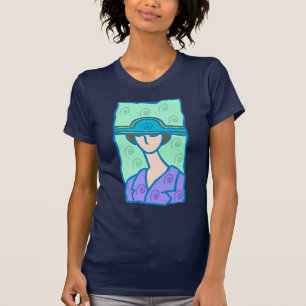 Zwanzigerjahre Waage-Frau in Lila T-Shirt